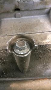 Stripped oil drain pan bolt (from a friend, not me!)